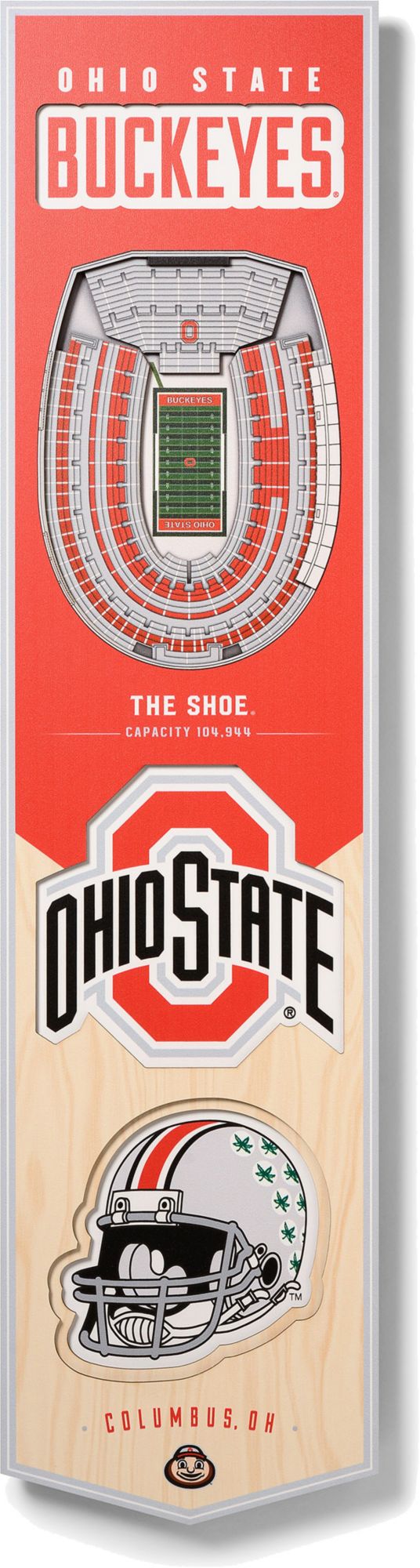 YouTheFan Ohio State Buckeyes 8"x32" 3-D Banner product image