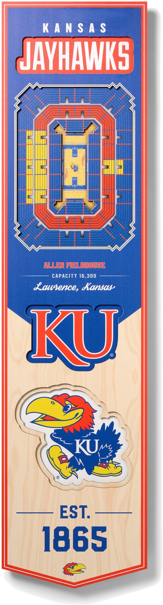 YouTheFan Kansas Jayhawks 8"x32" 3-D Banner product image