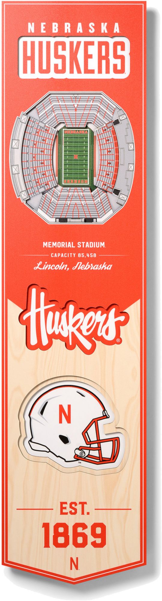 YouTheFan Nebraska Cornhuskers 8"x32" 3-D Banner product image
