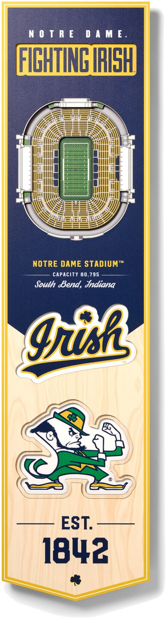 YouTheFan Notre Dame Fighting Irish 8"x32" 3-D Banner product image