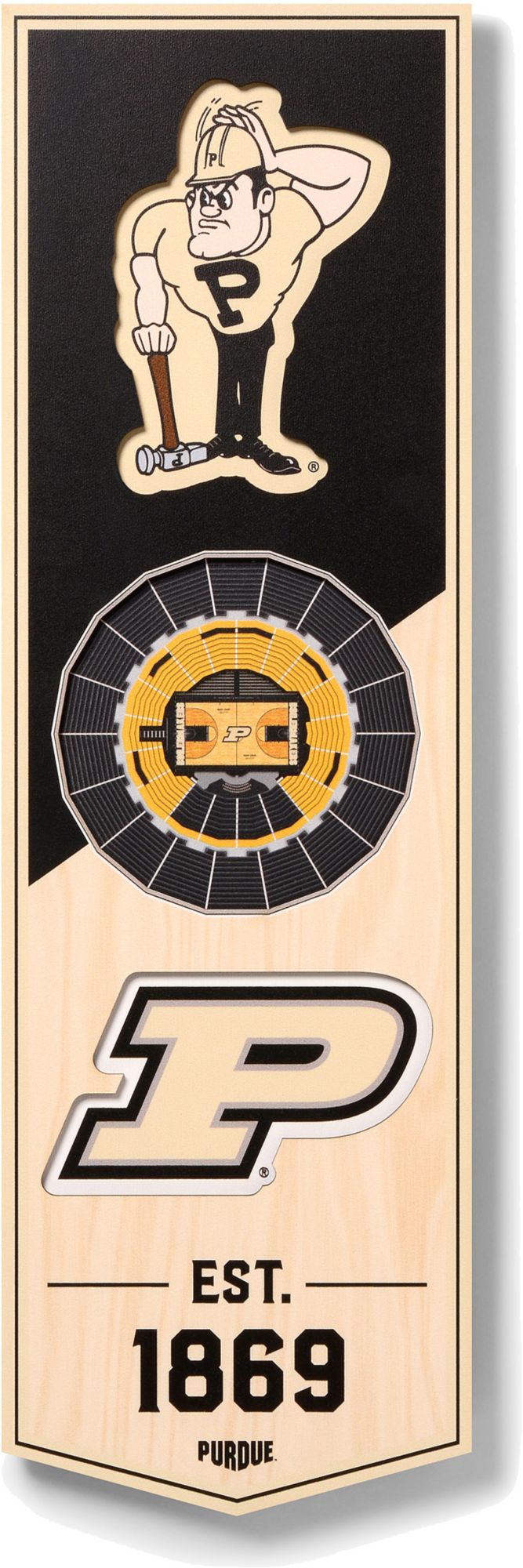 YouTheFan Purdue Boilermakers 6"x19" 3-D Banner product image