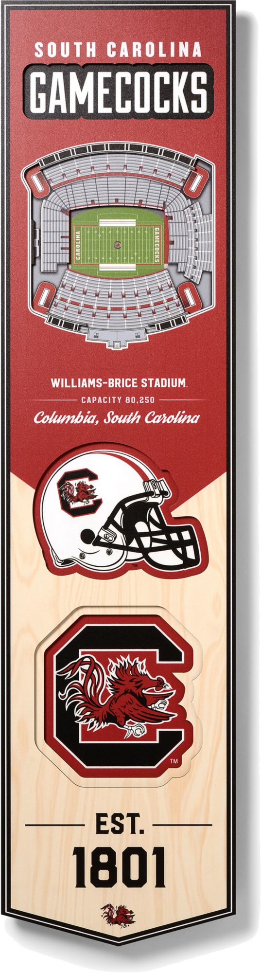 YouTheFan South Carolina Gamecocks 8"x32" 3-D Banner product image