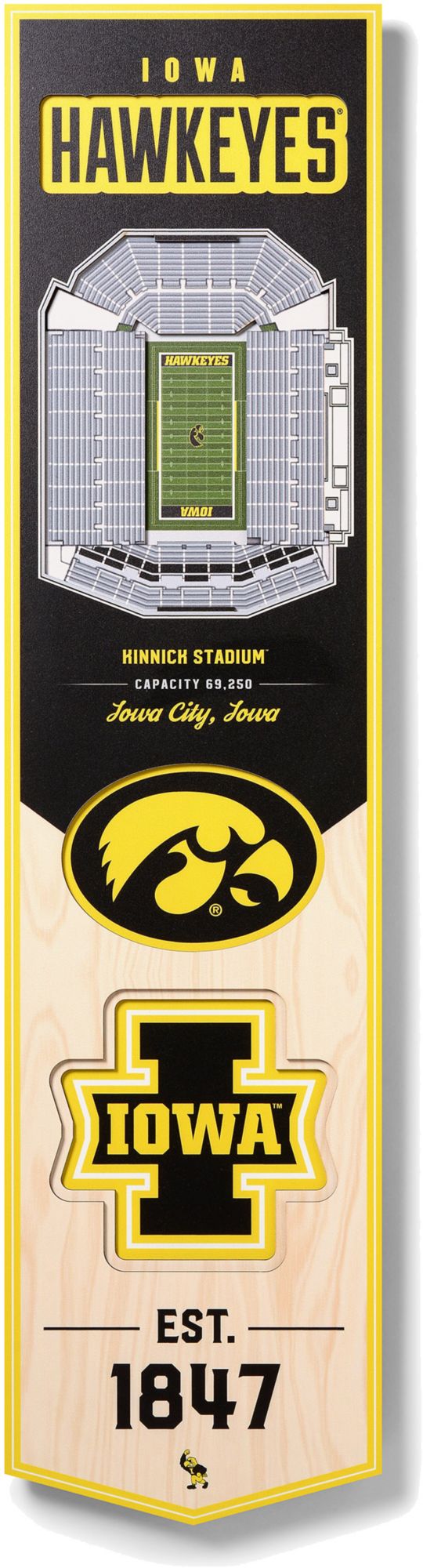 YouTheFan Iowa Hawkeyes 8"x32" 3-D Banner product image