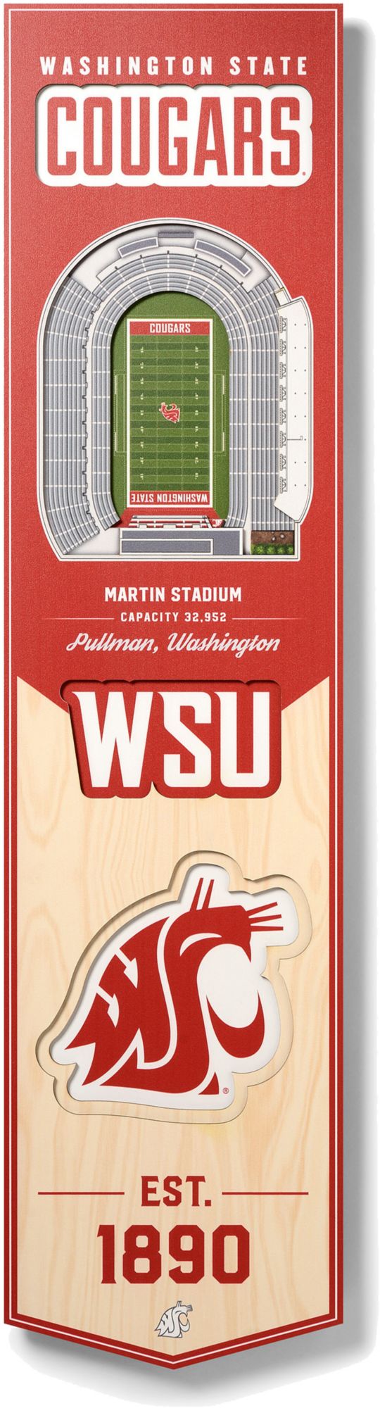 YouTheFan Washington State Cougars 8"x32" 3-D Banner product image