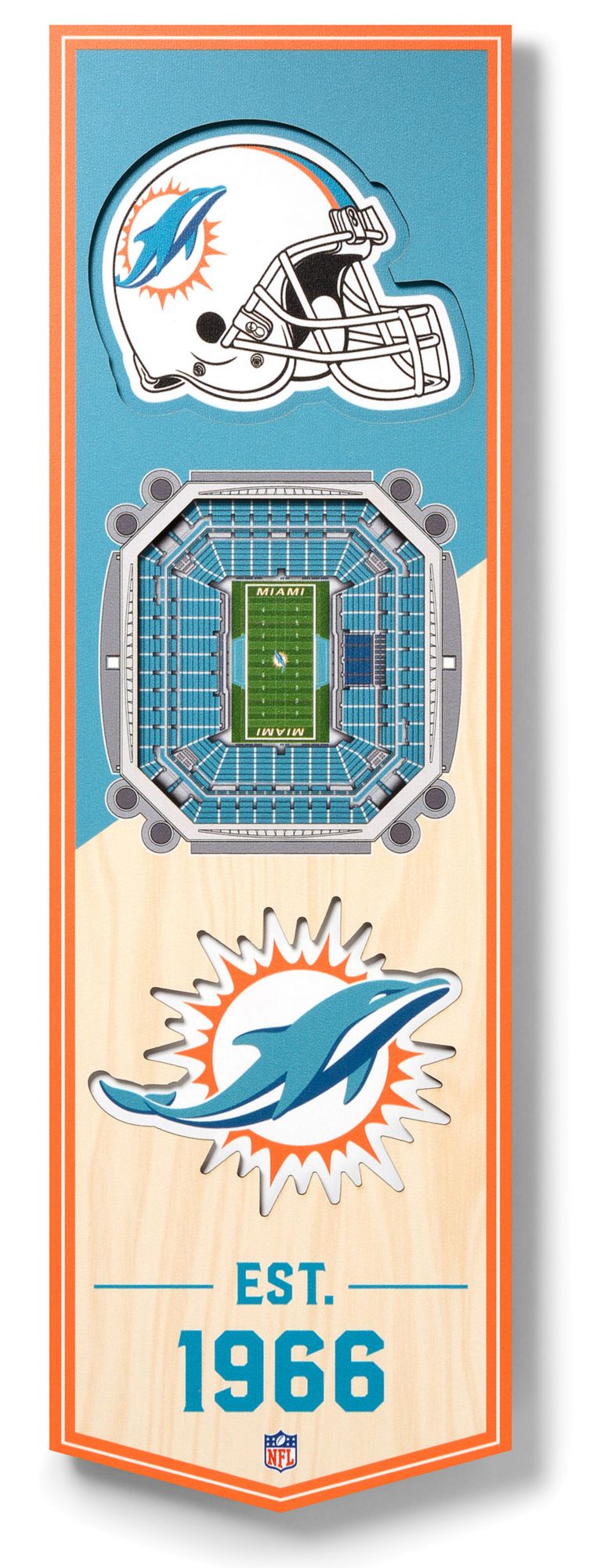 YouTheFan Miami Dolphins 6''x19'' 3-D Banner product image