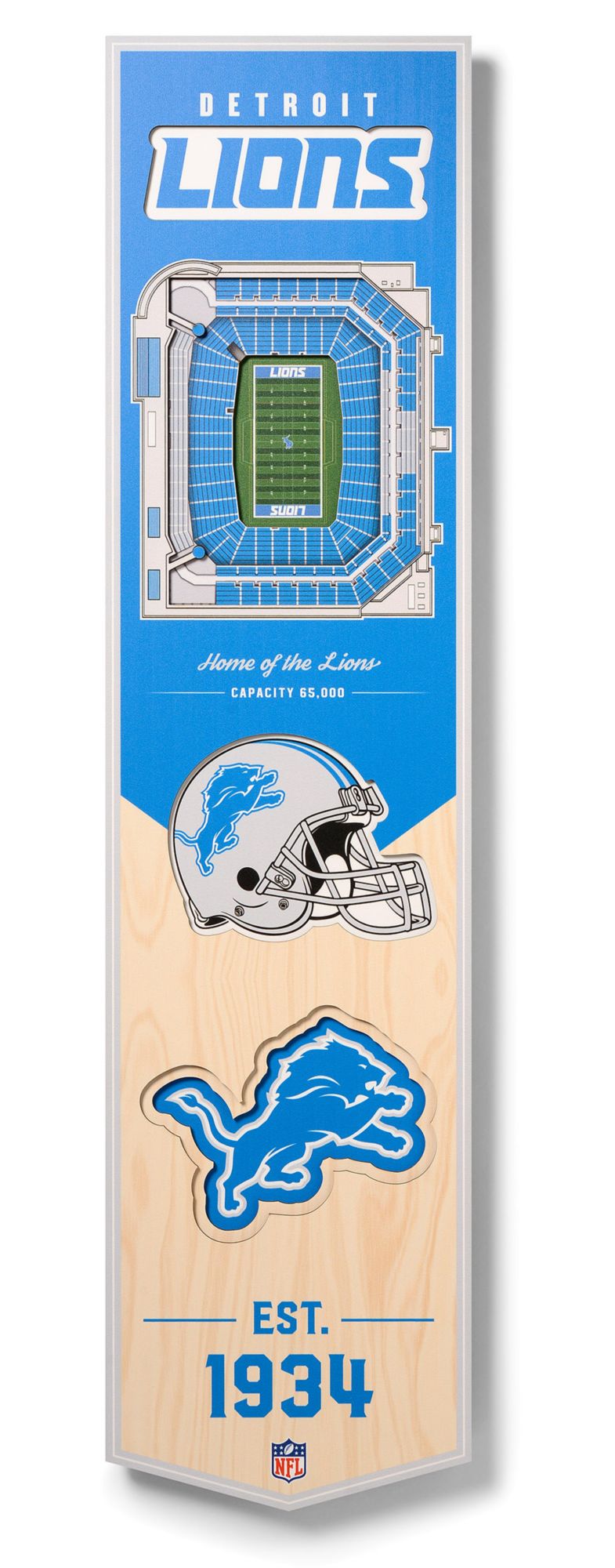 YouTheFan Detroit Lions 8''x32'' 3-D Banner product image