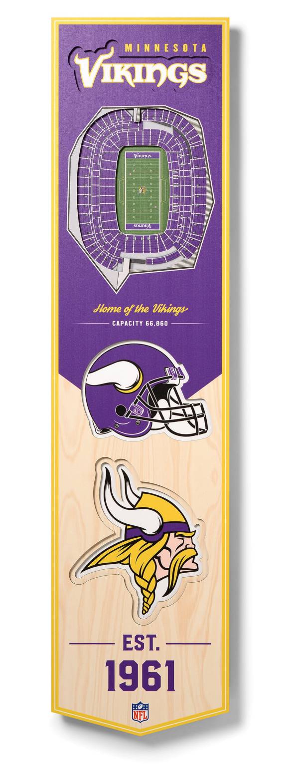 YouTheFan NFL Minnesota Vikings Wooden 8 x 32 3D Stadium Banner