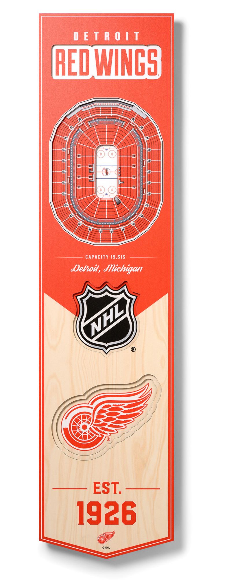 YouTheFan Detroit Red Wings 8''x32'' 3-D Banner product image