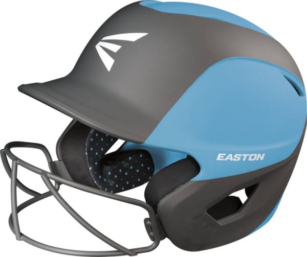 Easton Ghost Fastpitch Batting Helmet with Mask | Matte Two-Tone Carolina Blue/Charcoal / TBall/Small