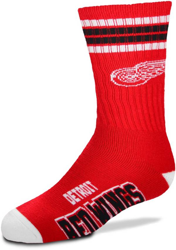 For Bare Feet Youth Detroit Red Wings 4-Stripe Deuce Crew Socks | Dick ...