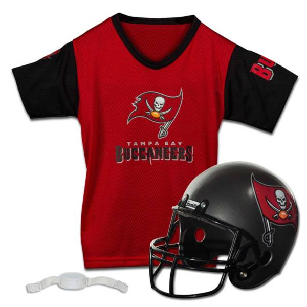 Junk Food Clothing x NFL - Tampa Bay Buccaneers - Team Helmet - Boys and Girls Short Sleeve Fan Shirt - Size Large