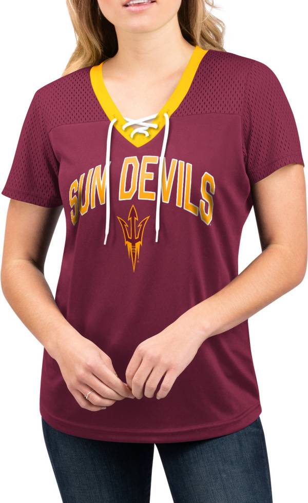 G-III For Her Women's Arizona State Sun Devils Lace Up V-Neck T-Shirt