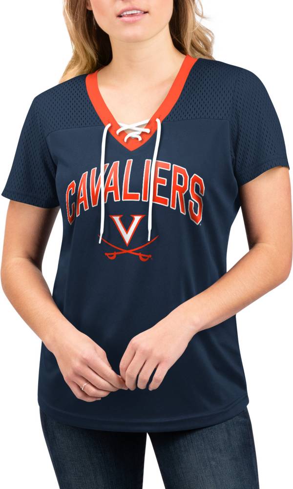 G-III For Her Women's Virginia Cavaliers Lace Up V-Neck T-Shirt