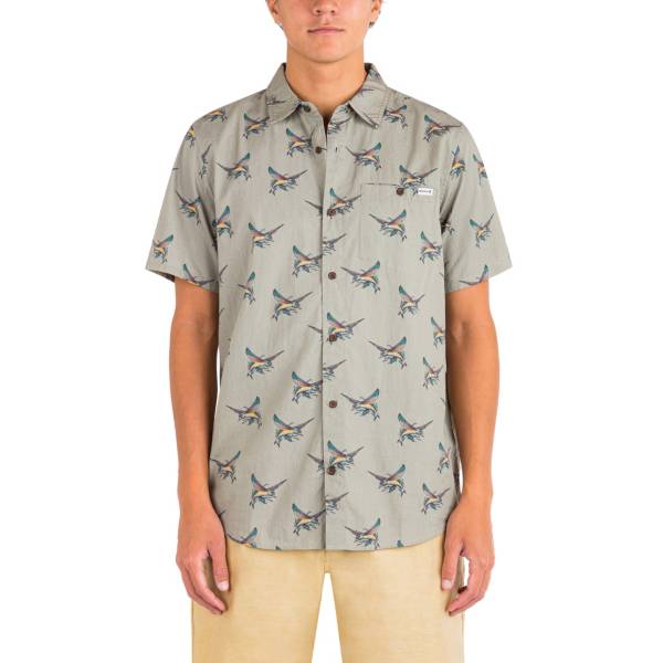 Hurley Men's Organic Wedge Short Sleeve Button Up Shirt Black Size Small