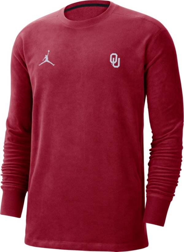 Jordan Men's Oklahoma Sooners Crimson Coach Crew Long Sleeve T-Shirt