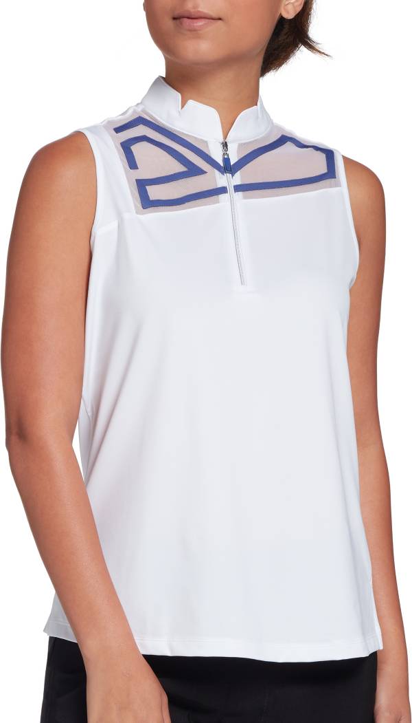 Jamie Sadock Women's Mesh Abstract Sleeveless Golf Polo