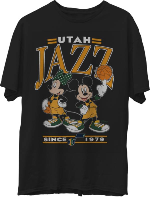 Junk Food Men's Utah Jazz Disney Vintage Minnie & Mickey Black T-Shirt