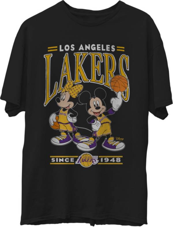 Junk Food Men's Los Angeles Lakers Disney Vintage Minnie & Mickey Black T-Shirt