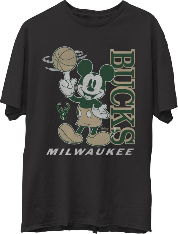 Junk Food Men's Milwaukee Bucks Disney Vintage Mickey Squad Black T-Shirt