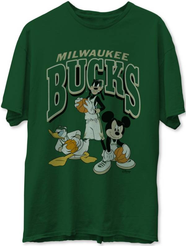 Junk Food Men's Milwaukee Bucks Green Disney Vintage Mickey Squad T-Shirt