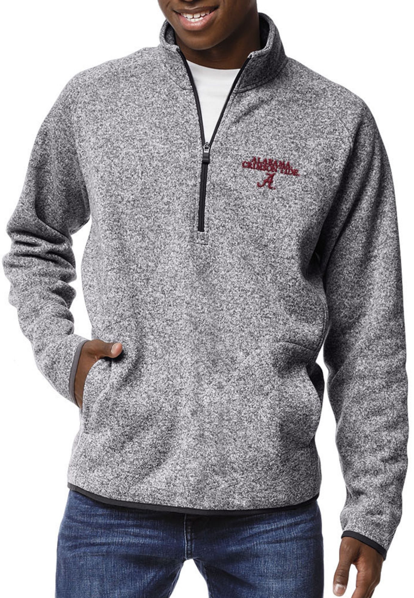 League-Legacy Men's Alabama Crimson Tide Grey Saranac Quarter-Zip Shirt