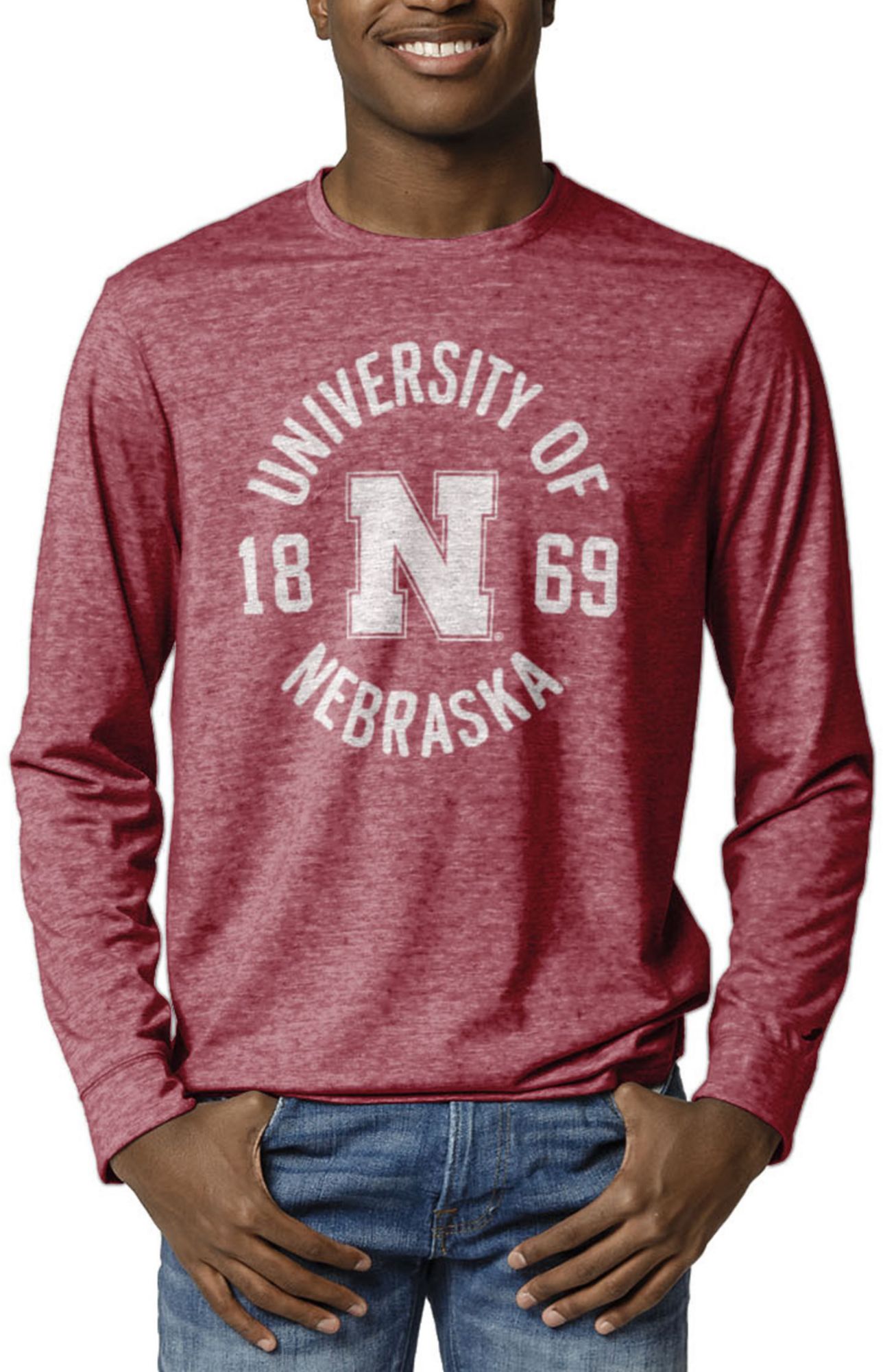 League-Legacy Men's Nebraska Cornhuskers Scarlet Reclaim Tri-Blend Long Sleeve T-Shirt product image