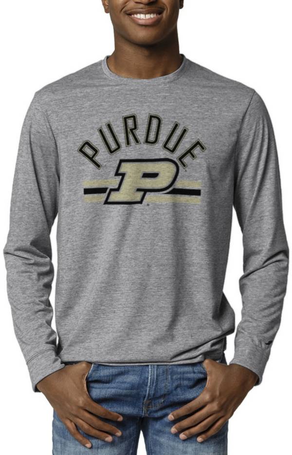 League-Legacy Men's Purdue Boilermakers Grey Reclaim Tri-Blend Long Sleeve T-Shirt product image
