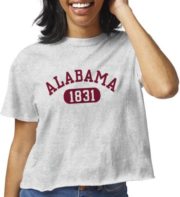 League-Legacy Women's Alabama Crimson Tide Grey Clothesline Cotton Cropped T-Shirt