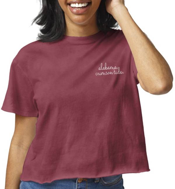 League-Legacy Women's Alabama Crimson Tide Crimson Clothesline Cotton Cropped T-Shirt product image