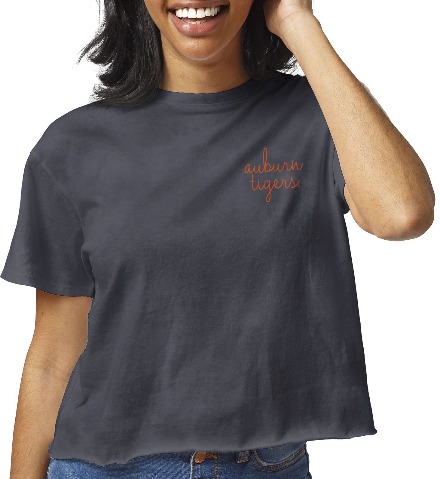 League-Legacy Women's Auburn Tigers Blue Clothesline Cotton Cropped T-Shirt product image