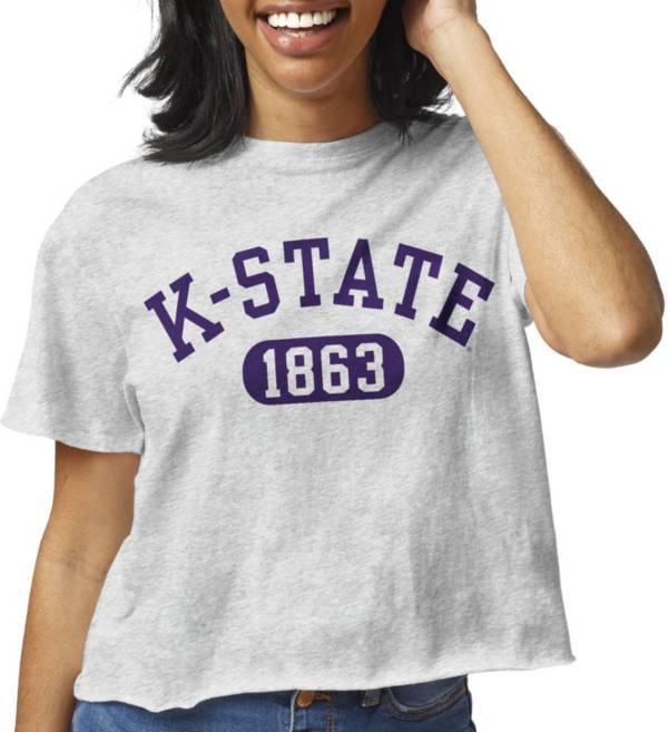 League-Legacy Women's Kansas State Wildcats Grey Clothesline Cotton Cropped T-Shirt product image