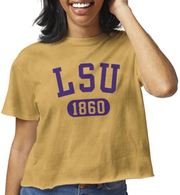 League-Legacy Women's LSU Tigers Gold Clothesline Cotton Cropped T-Shirt product image