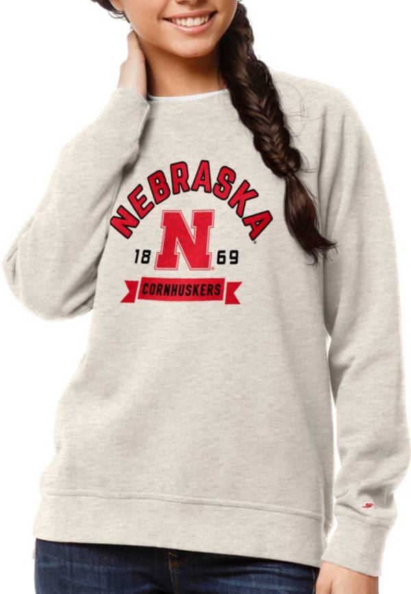 League-Legacy Women's Nebraska Cornhuskers Oatmeal Academy Crew Sweatshirt product image
