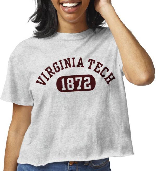 League-Legacy Women's Virginia Tech Hokies Grey Clothesline Cotton Cropped T-Shirt product image