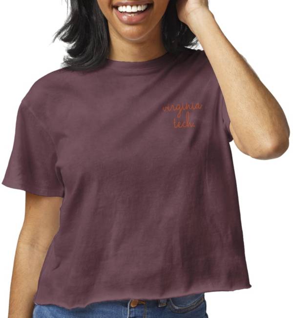 League-Legacy Women's Virginia Tech Hokies Maroon Clothesline Cotton Cropped T-Shirt product image