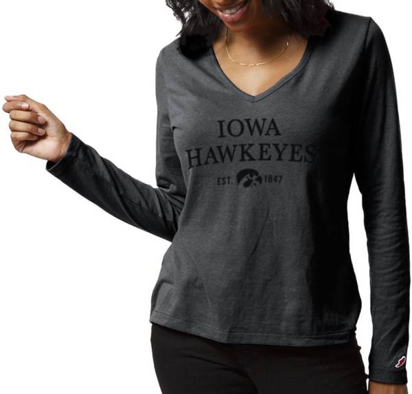 League-Legacy Women's Iowa Hawkeyes Grey ReSpin Long Sleeve T-Shirt product image