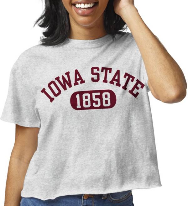 League-Legacy Women's Iowa State Cyclones Grey Clothesline Cotton Cropped T-Shirt product image