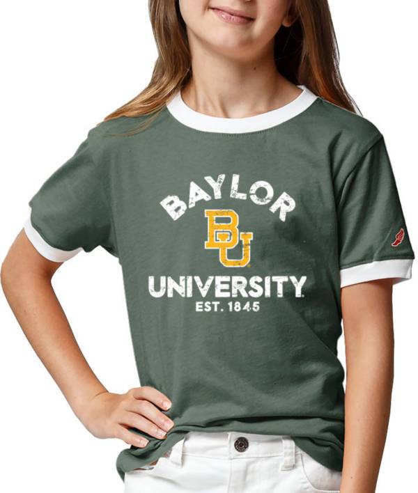 League-Legacy Youth Girls' Baylor Bears Green Ringer T-Shirt