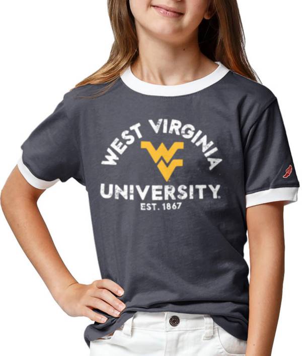 League-Legacy Youth Girls' West Virginia Mountaineers Blue Ringer T-Shirt product image