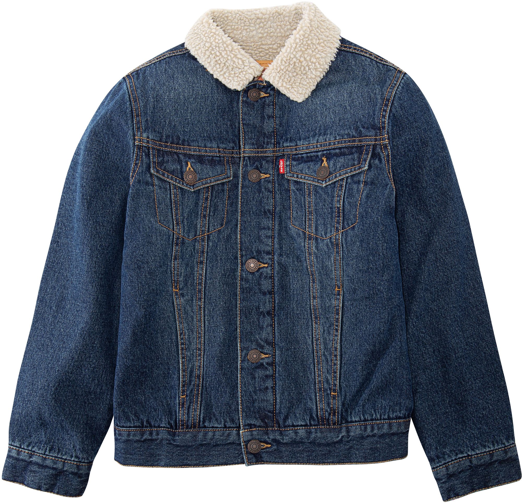 sherpa jacket with denim trim