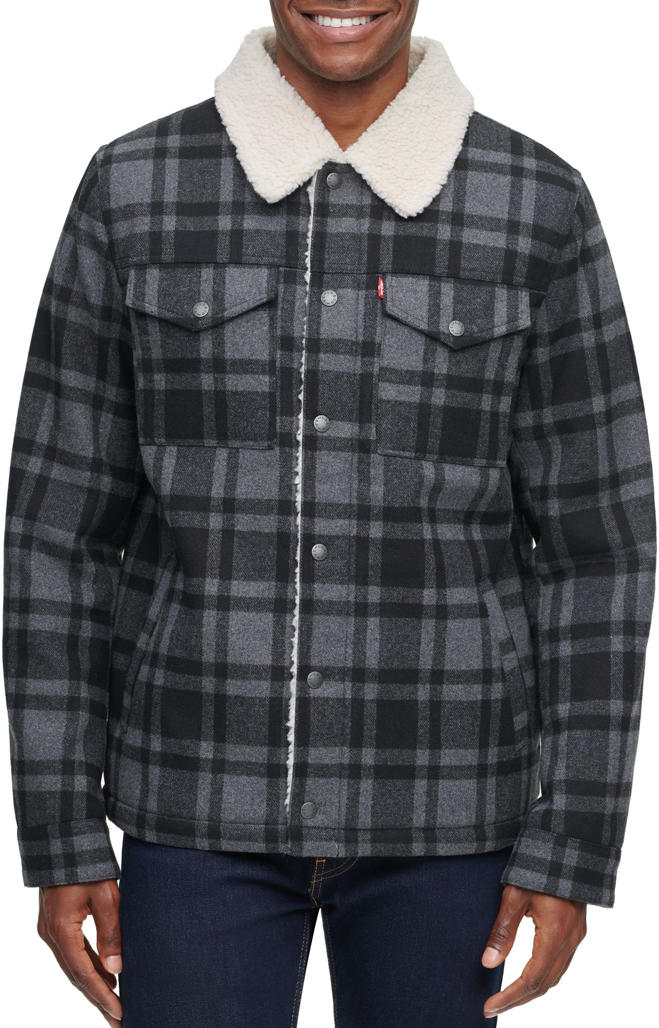 plaid levi jacket