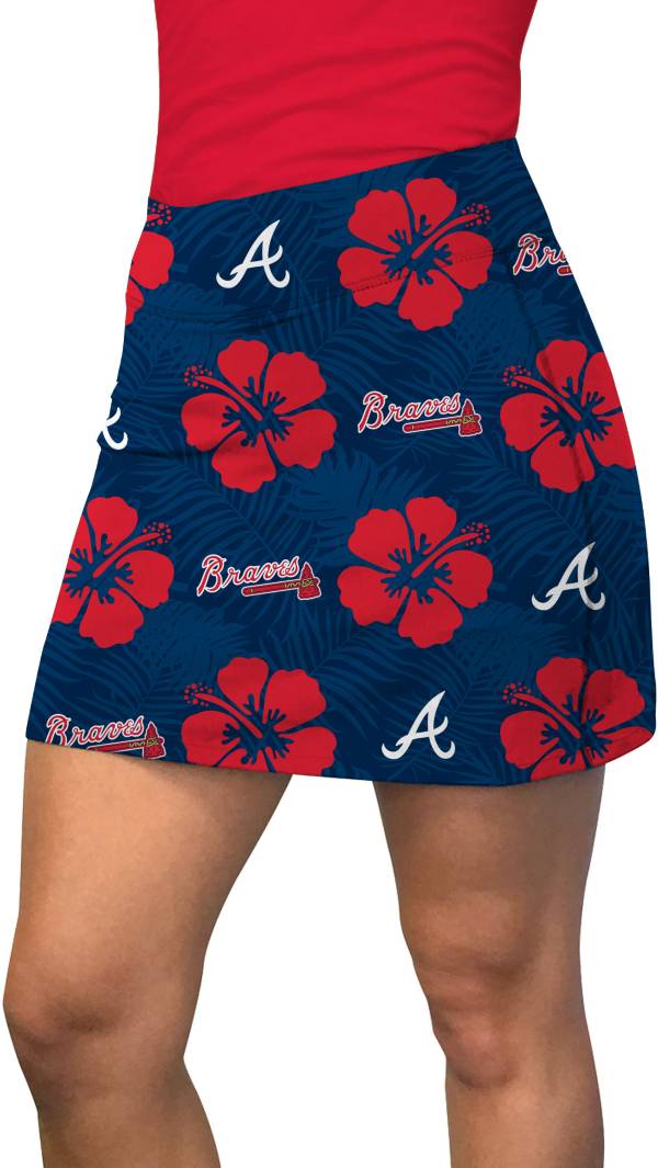 Loudmouth Golf Women's Atlanta Braves Navy Hibiscus Active Golf Skort