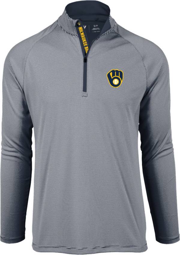 Levelwear Men's Milwaukee Brewers Navy Orion Quarter-Zip Shirt