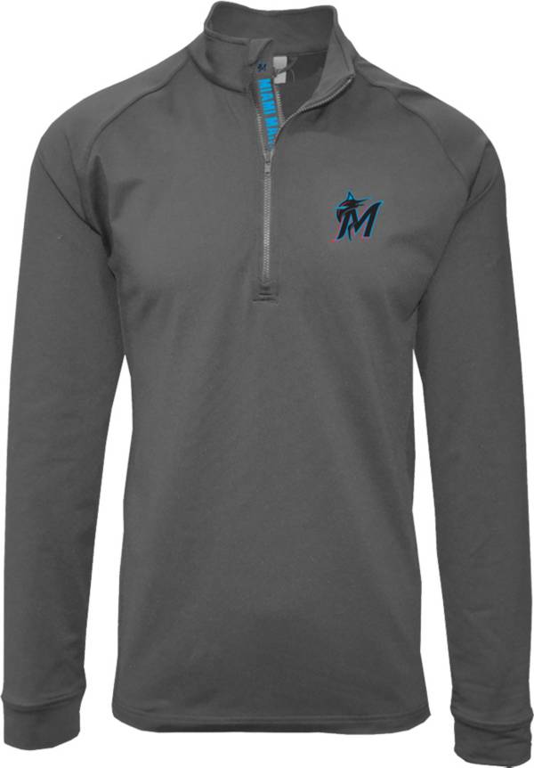 Levelwear Men's Miami Marlins Grey Calibre Icon Quarter-Zip Shirt