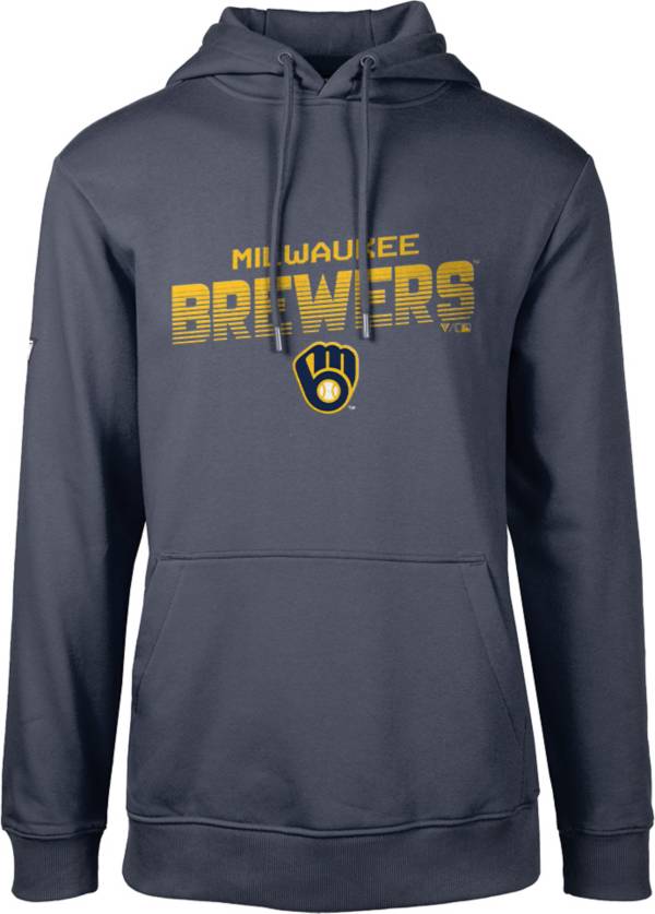 Levelwear Men's Milwaukee Brewers Navy Bars Podium Pullover Hoodie