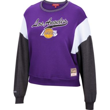 sorry, Mitchell & Ness Women's Los Angeles Lakers Purple Hardwood Classics Colorblock Crew Pullover Sweatshirt is currently out of stock