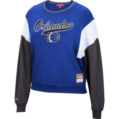 sorry, Mitchell & Ness Women's Orlando Magic Blue Hardwood Classics Colorblock Crew Pullover Sweatshirt is currently out of stock