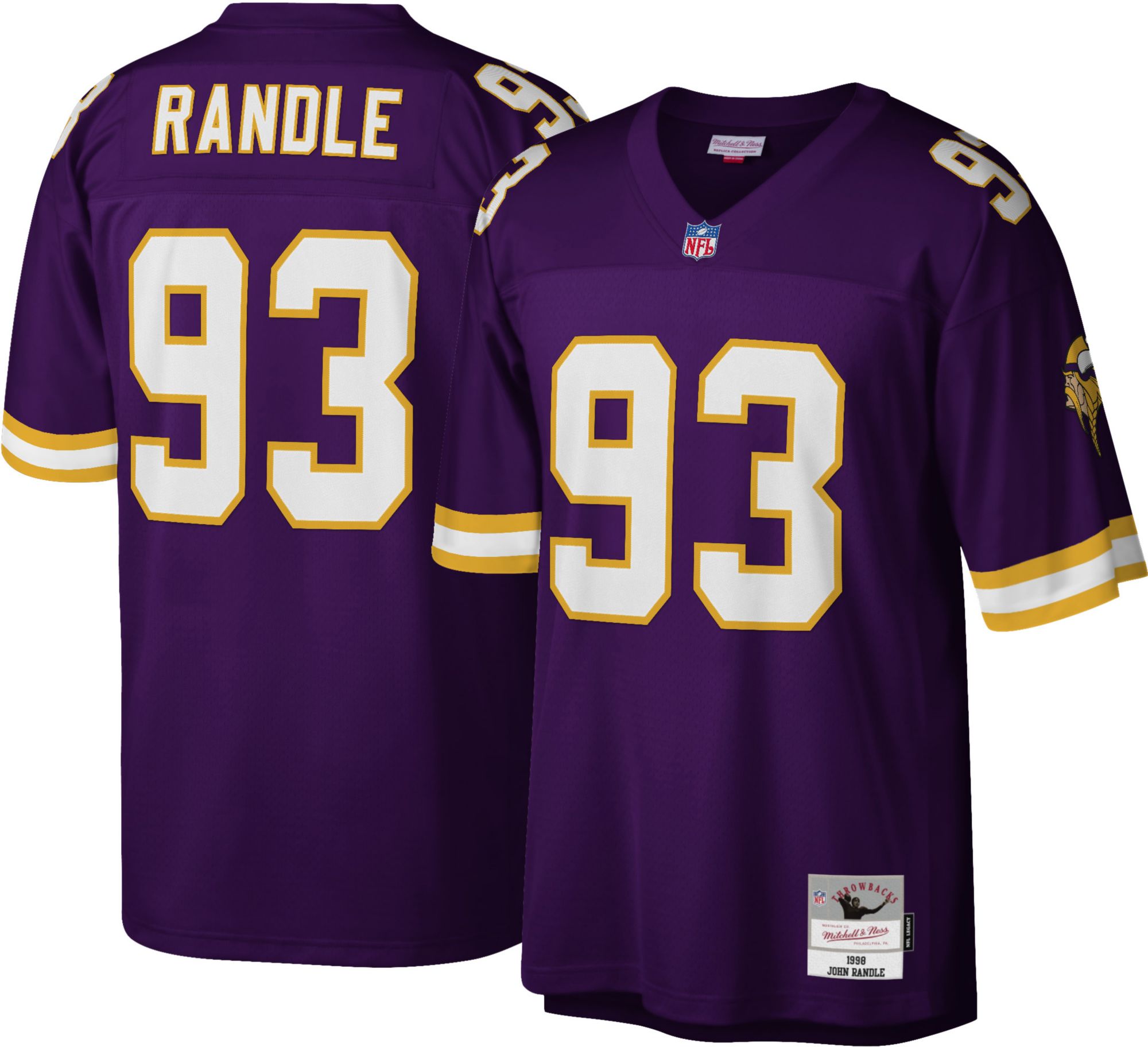 Mitchell & Ness Men's Minnesota Vikings John Randle #93 Purple 1998 Throwback Jersey