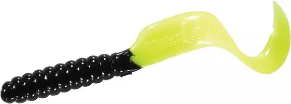 Mister Twister Curly Tail Grubs Black/Chartreuse PEARL; 4 in.