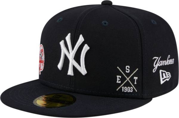 New Era Men S New York Yankees Navy 59fifty Multi Logo Fitted Hat Dick S Sporting Goods